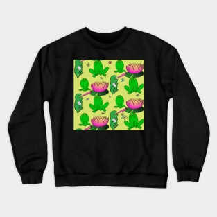 The Dumbest Lads Frogs Having A Snack in Sunshine Yellow Crewneck Sweatshirt